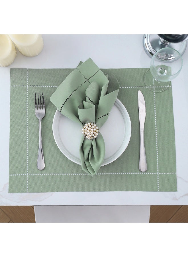 1 Piece Polyester-Cotton Napkins, Openwork Lace Napkins, Floral Tea Mats For Upscale Restaurants And Hotels, Wedding Decorations Green - Image 1