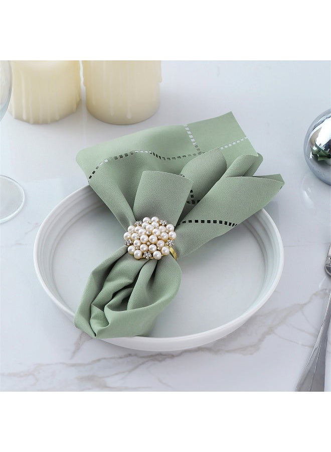 1 Piece Polyester-Cotton Napkins, Openwork Lace Napkins, Floral Tea Mats For Upscale Restaurants And Hotels, Wedding Decorations Green - Image 2