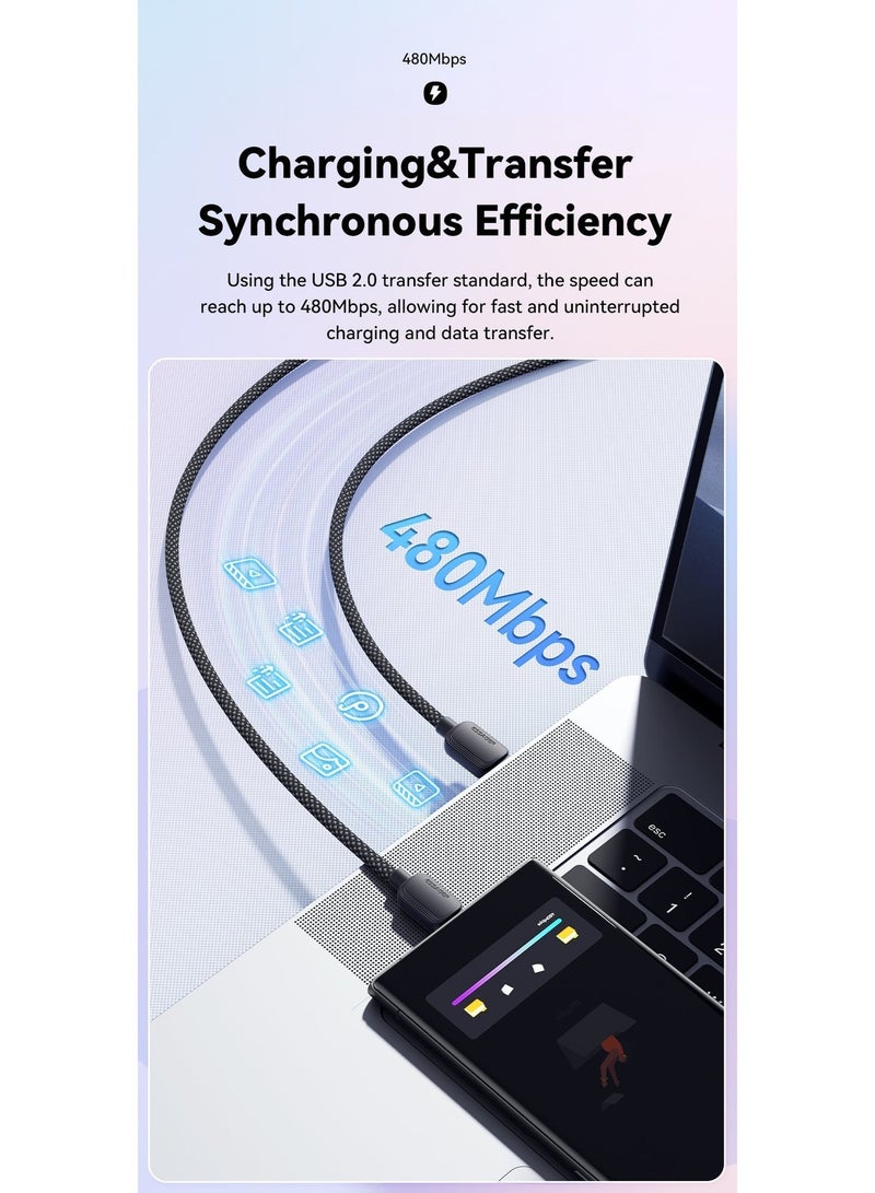 ايساجر كابل شحن سريع من إساجر 5 أمبير بقدرة 100 واط تايب سي إلى تايب سي، متوافق مع PD3.0 وQC3.0، مضفر من النايلون، بطول 2 متر – أزرق - Image 5