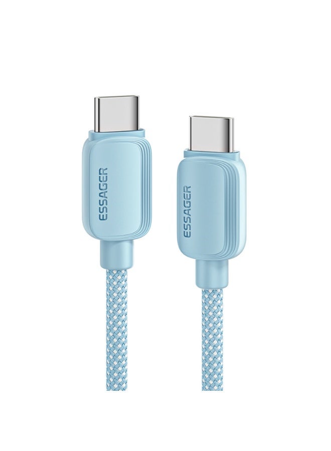 ايساجر كابل شحن سريع من إساجر 5 أمبير بقدرة 100 واط تايب سي إلى تايب سي، متوافق مع PD3.0 وQC3.0، مضفر من النايلون، بطول 2 متر – أزرق - Image 1