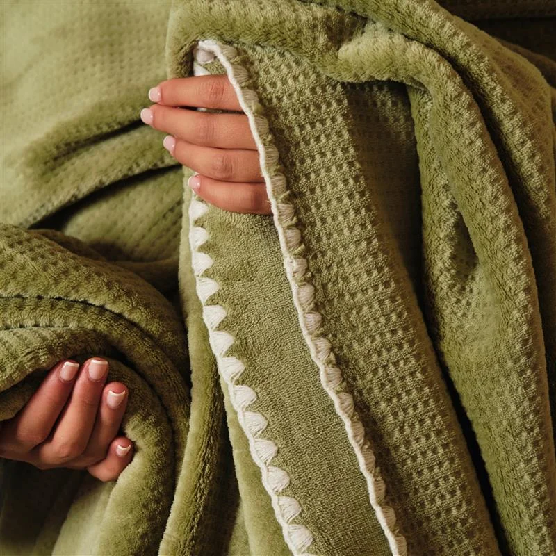 DWELL Dwell-Sienna Burnout Blanket-160 X 200CM-Green