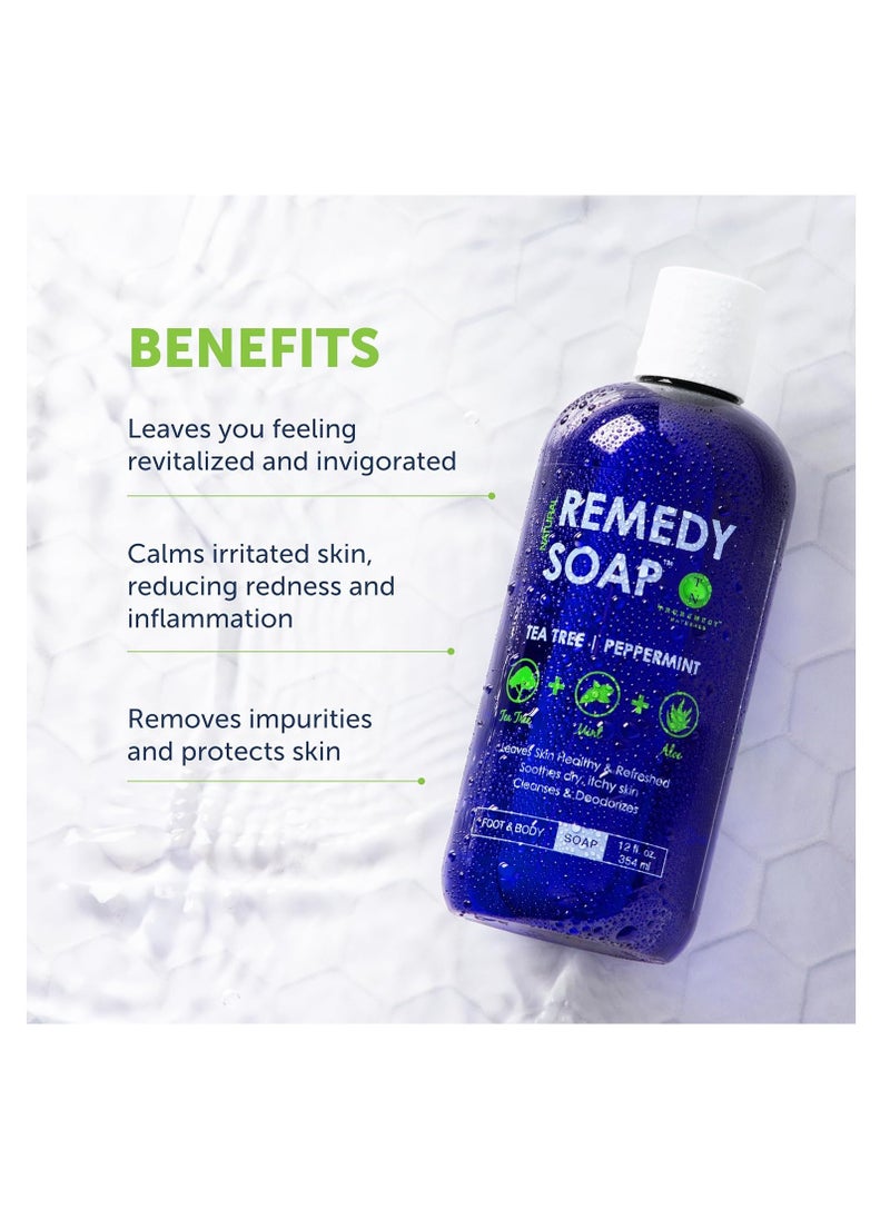 Truremedy Naturals - Remedy Soap Pack of 2, Helps Wash Away Body Odor, Sooth Athlete’s Foot, Ringworm, Jock Itch, Yeast Infections and Skin Irritations, 100% Natural with Tea Tree Oil, Mint & Aloe 12 oz - Image 1