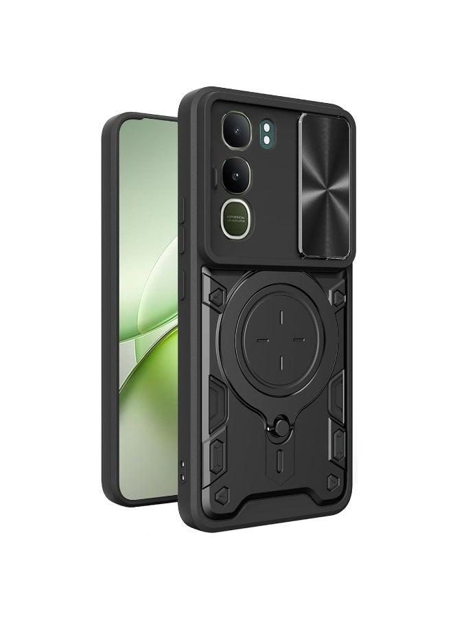 ثلاثة نمور for vivo Y31 5G Case, غطاء عدسة الكاميرا الشريحة, حامل الحلقة المغناطيسية كيكستاند حالة الهاتف الوقائي لـ vivo Y31 5G, أسود - Image 1