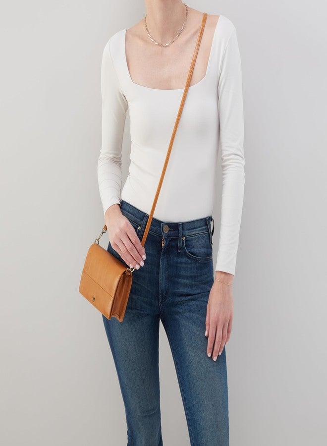 HOBO Jill Convertible Leather Crossbody Bags for Women, Small Phone Purse with Card Slots, Zip Pocket & Magnetic Closure - Removable Strap for Shoulder or Clutch Wear - Natural - Image 2