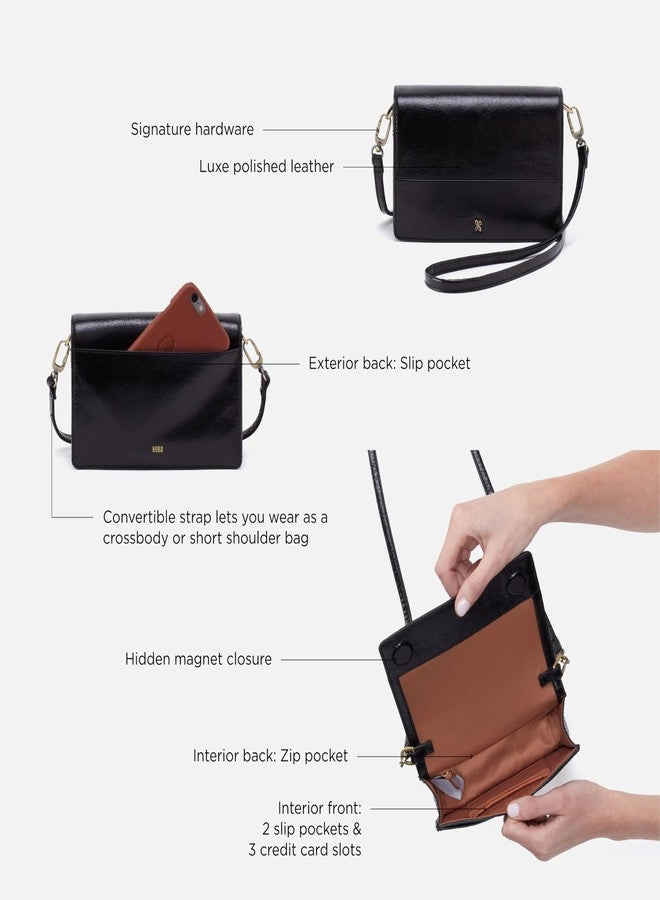 HOBO Jill Convertible Leather Crossbody Bags for Women, Small Phone Purse with Card Slots, Zip Pocket & Magnetic Closure - Removable Strap for Shoulder or Clutch Wear - Natural - Image 4