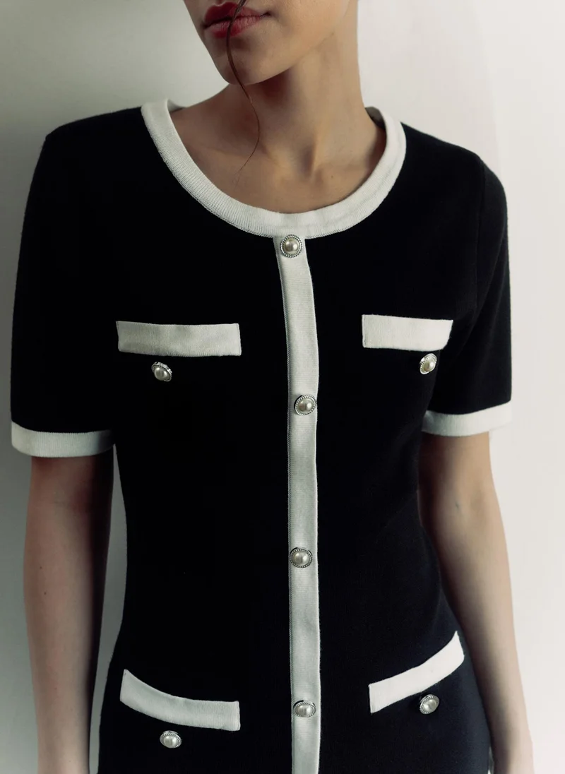 Lichi Jersey mini dress with contrasting details and buttons