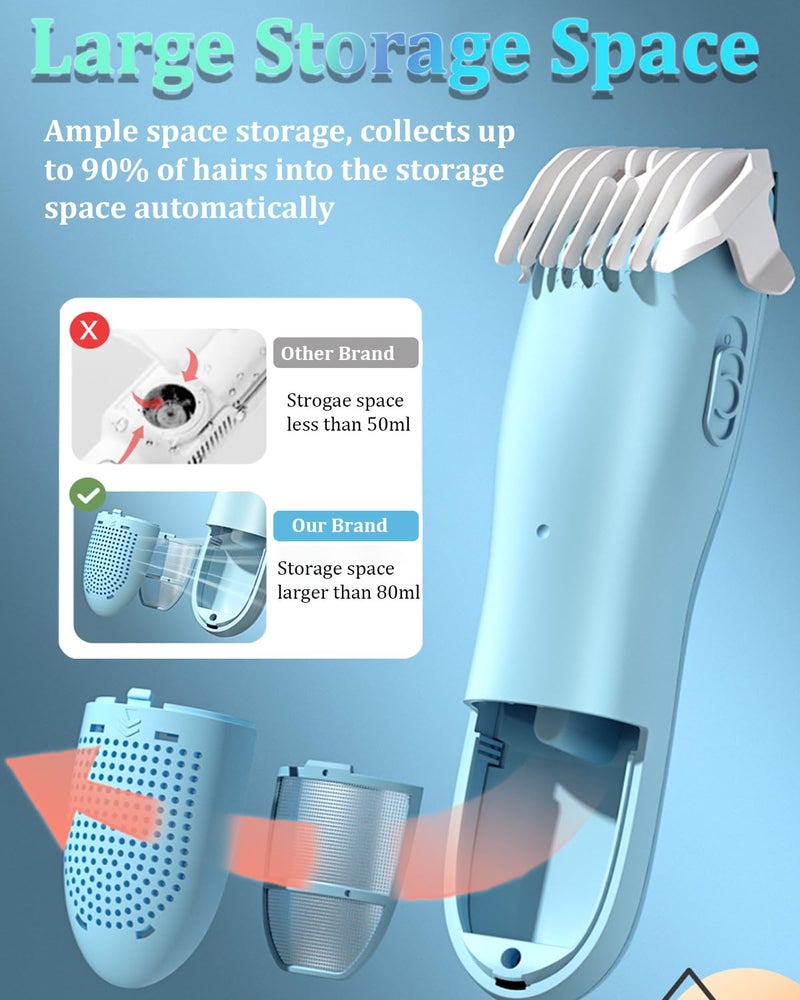 ENSSU Vacuum Hair Clippers for Kids, Rechargeable Vacuum Hair Cutter with 2 Modes for Children/Infant/Men, Waterproof Baby Hair Clippers Trimmers Cordless Haircut Kit in Large Hairs Storage Space - Image 4