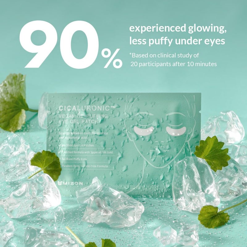 MIZON Cicaluronic Vegan De-puffing Eye Gel Patch, 24K Gold & Cica Under Eye Mask, Reduces Puffy Eyes, Dark Circles and Wrinkles (21 pairs) Stocking Stuffers - Image 4