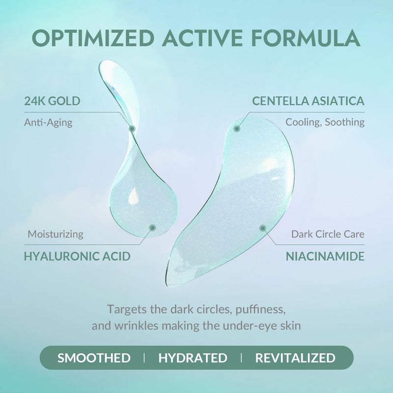 MIZON Cicaluronic Vegan De-puffing Eye Gel Patch, 24K Gold & Cica Under Eye Mask, Reduces Puffy Eyes, Dark Circles and Wrinkles (21 pairs) Stocking Stuffers - Image 5