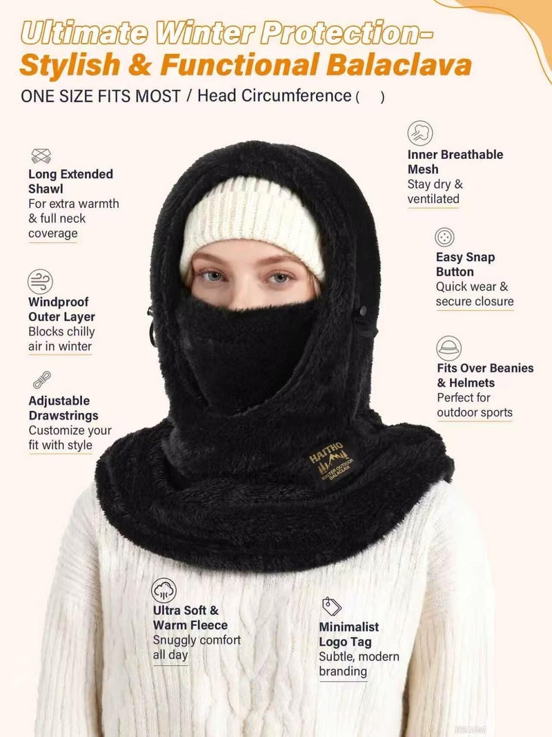 HAITHO Ski Mask Balaclava for Women Men, Winter Full Face Mask Hooded Scarf for Cold Weather, Thermal Fleece Head Cover Neck Warmer for Motorcycle Skiing Snowboarding-Blue - Image 2