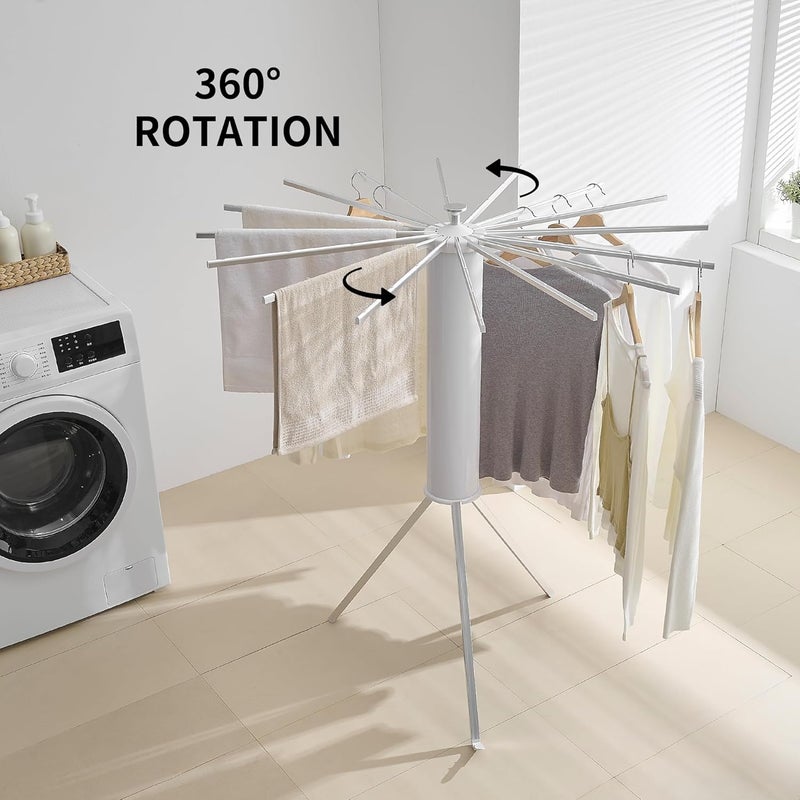 RFOUO Clothes Drying Rack Tripod Aluminum-16rods,Portable Foldable Drying Rack,Drying Rack Clothing for Laundry Bedroom Household - Image 3