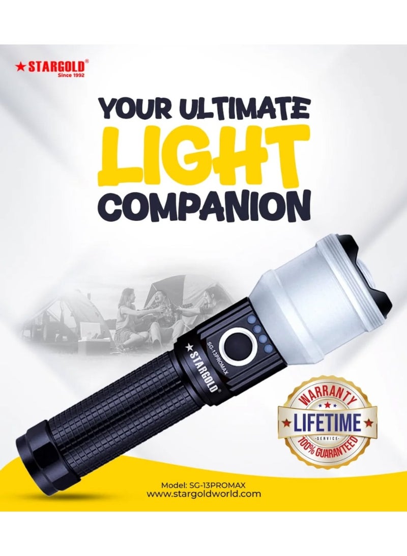 STARGOLD SG-13PROMAX LED Flashlight | 2000 Lumens | 12000mAh Lithium Battery | Zoom Function - Image 1