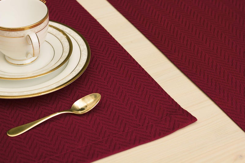 Akutana Red Placemats Set of 4  Double Layered Burgundy Place mats for Dining Table  Cranberry Waterproof Table Mats for Kitchen Table for Fiesta  Dinner  Wedding  Decor  Thanksgiving  Halloween  Christmas - Image 2