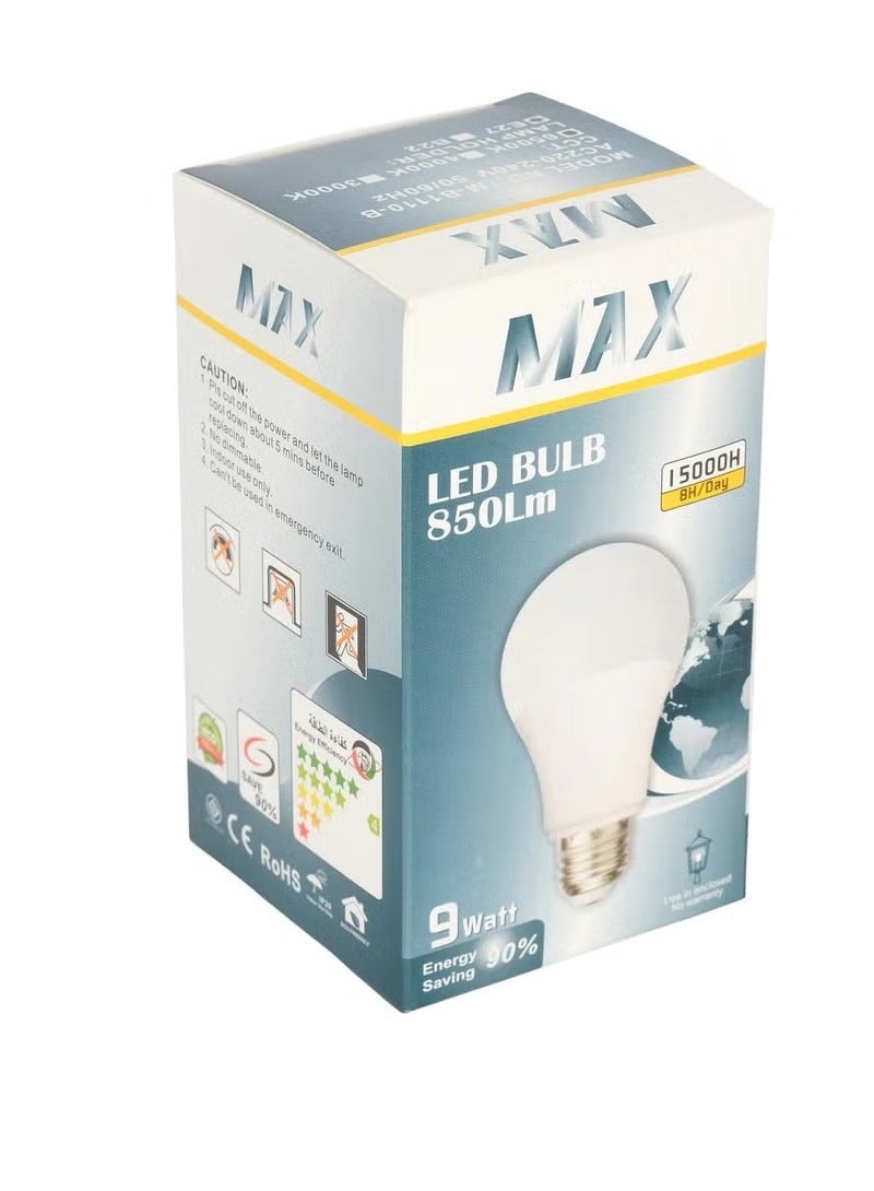 Max LED GLS Lights Bayonet Cap BC, 9watt 850LM Bulbs, 6500K Cool White, A60 E27 B22 Energy Saving Not Dimmable Globe Lamps For Bedroom Downlight Table Lamp Chandelier Hallway Ceiling Lamp etc.  - Image 1
