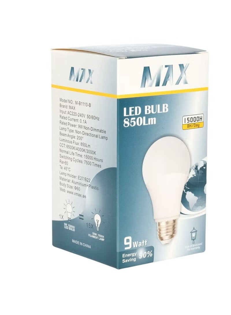 Max LED GLS Lights Bayonet Cap BC, 9watt 850LM Bulbs, 6500K Cool White, A60 E27 B22 Energy Saving Not Dimmable Globe Lamps For Bedroom Downlight Table Lamp Chandelier Hallway Ceiling Lamp etc.  - Image 3