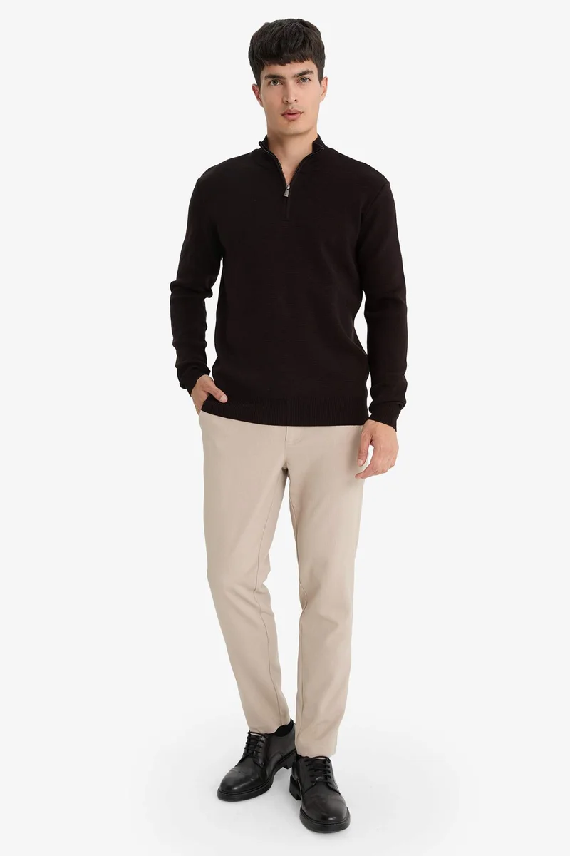 ديفاكتو Standard Fit Half Zippered Basic Knit Pullover