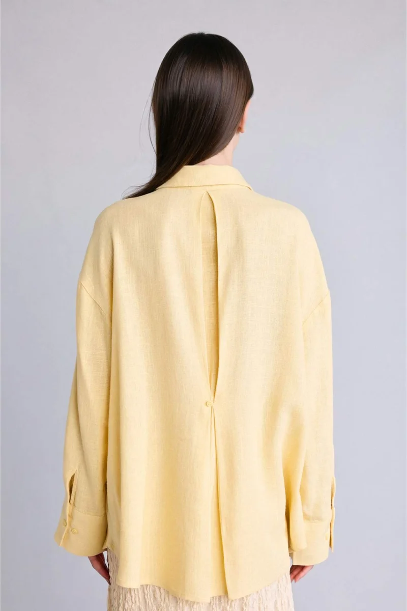 Defacto Regular Fit Linen Yellow Tunic