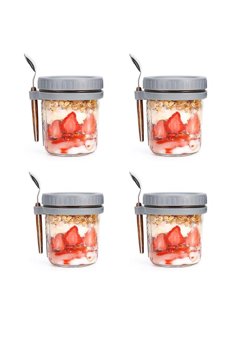 Y&D 4 Piece Glass With Lid And Spoon Sealed Portable Ice Cream Cup  - Image 1