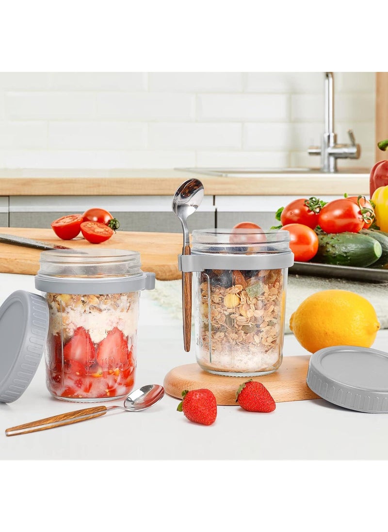 Y&D 4 Piece Glass With Lid And Spoon Sealed Portable Ice Cream Cup  - Image 2