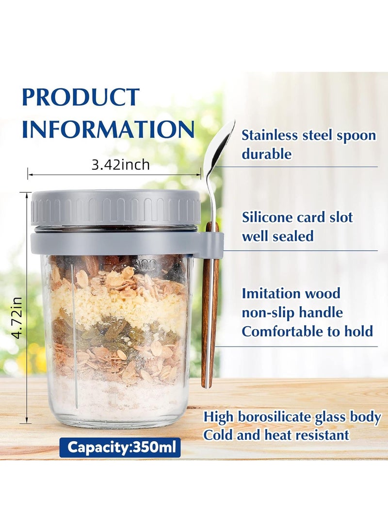 Y&D 4 Piece Glass With Lid And Spoon Sealed Portable Ice Cream Cup  - Image 3