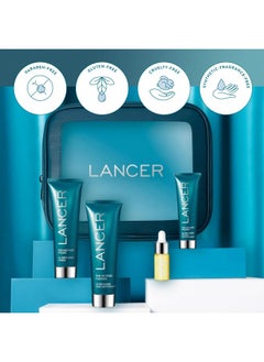 lancer Lancer Skincare The Method Intro Kit, 3-Step Anti-Aging Facial Exfoliator, Cleanser, and Moisturizer Kit for Glowing Skin, Reveals Instantly Supple Soft Skin  - Image 5