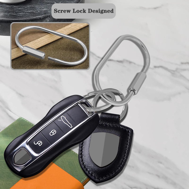 Yebongda 2 Pack Brass Key Chain, Screw Lock Key Organizer with 4 Rings Carabiner Keychain Clip for Men and Women (Silver) - Image 3