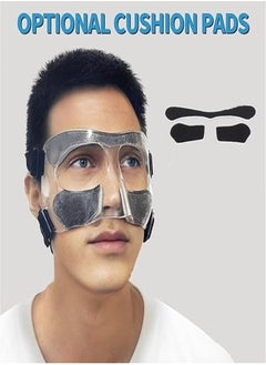 ماركة غير محددة أقنعة واقية للوجه لرياضات كرة القدم وكرة السلة، قابلة للتعديل للبالغين والمراهقين، مناسبة للرجال والنساء （موديل شفاف）  - Image 5