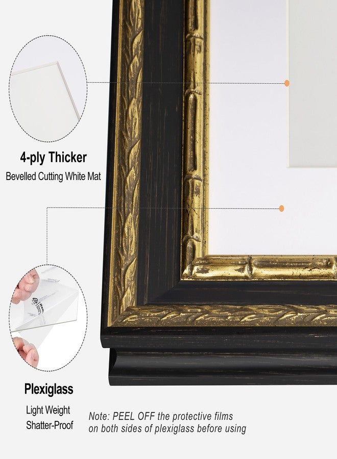 FrameMind Vintage 16x20 Picture Frame, Ornate Antique Gold 16x20 Frame, Display 11x14 with Mat or 16 x 20 without Mat for landscape or Portrait, Gallery Wall Decor for Home (Black/Gold, Single) - Image 3