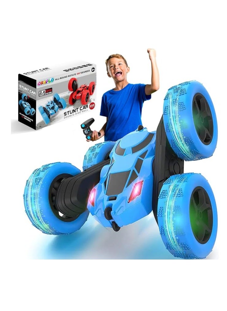 GRAFLO - Remote Control Car For Kids, Double Sided 360°Rotating 4WD RC Car with Headlights, 2.4GHz Electric Race Stunt Toys Car Off-Road - Stunt Drifting Car Rechargeable - Toys For Kids - Image 1