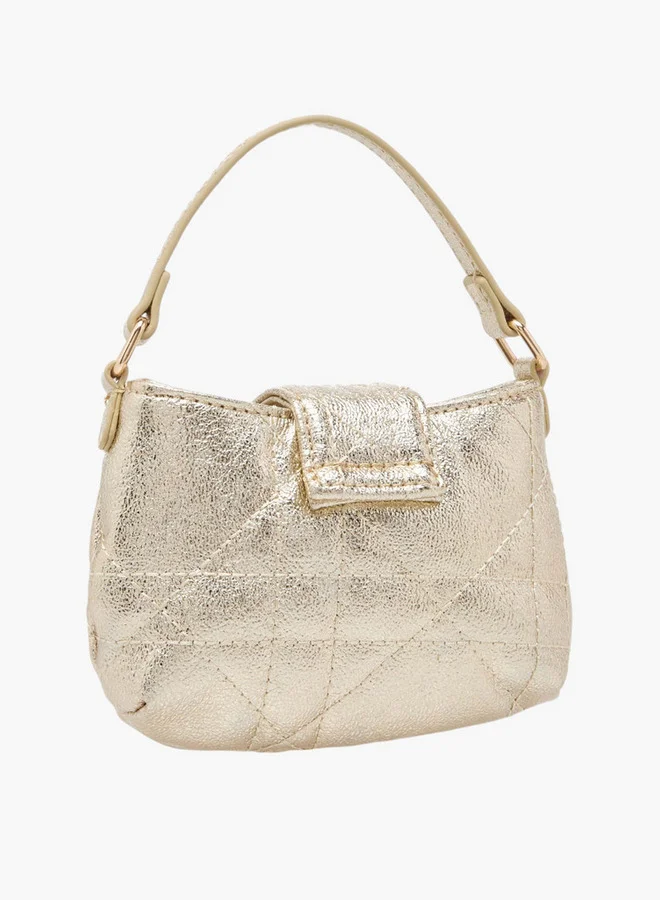 ليتل ميسي Girls Textured Crossbody Bag with Chain Strap and Flap Button Closure