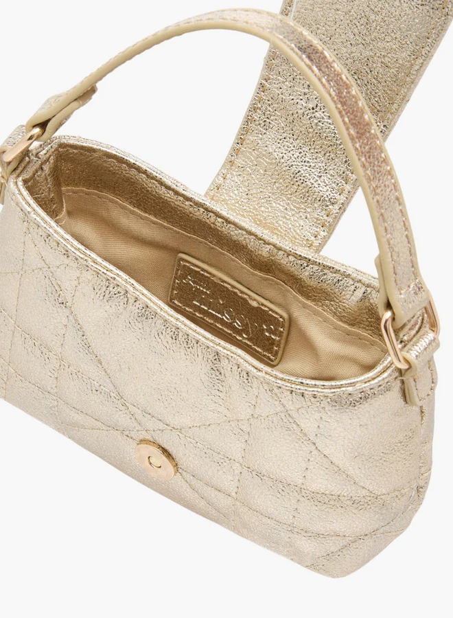 ليتل ميسي Girls Textured Crossbody Bag with Chain Strap and Flap Button Closure