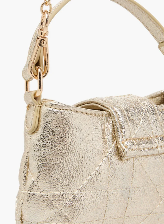ليتل ميسي Girls Textured Crossbody Bag with Chain Strap and Flap Button Closure