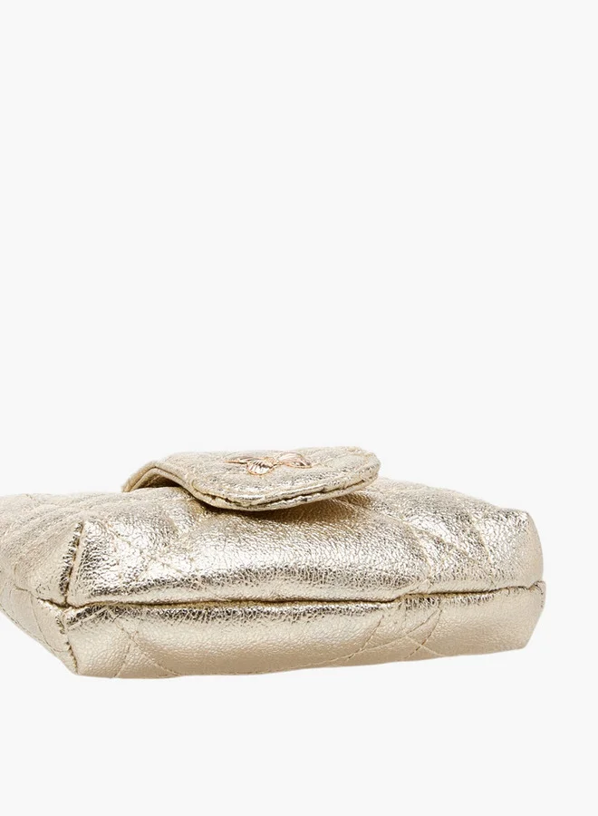 ليتل ميسي Girls Textured Crossbody Bag with Chain Strap and Flap Button Closure