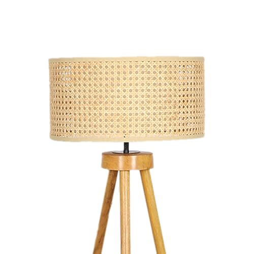 AKWAY Bamboo Tripod Floor Lamp for Living Room | Cane Floor Lamp for Home | Rattan for Living Room | Standing Lamp Wooden Floor Standing lamp for Bedroom (14" D X 8" H) - Astara - Image 3