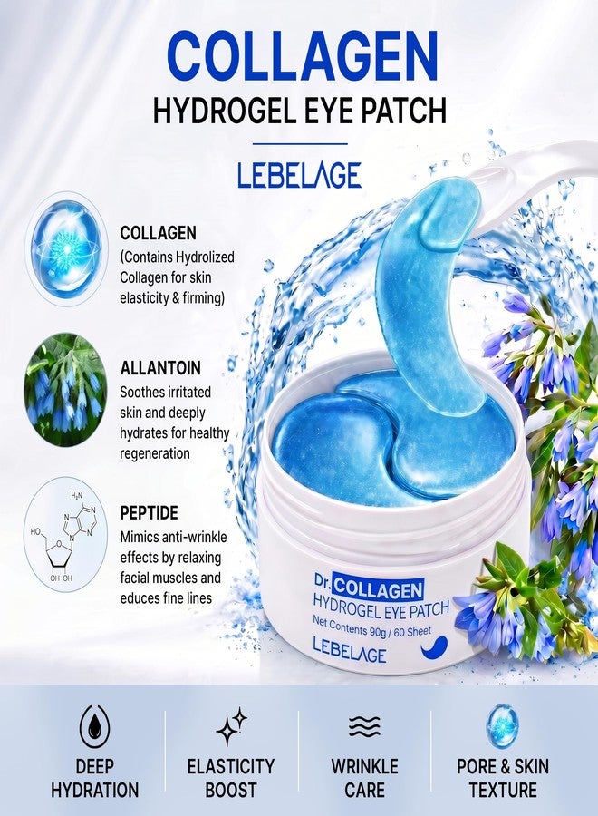 LEBELAGE Eye Patch Hydrogel 60 Sheets | Cooling Hydrogel Under Eye Patches with Gold | Moisturizing Eye Care for Daily Skincare Routine (Collagen) - Image 3