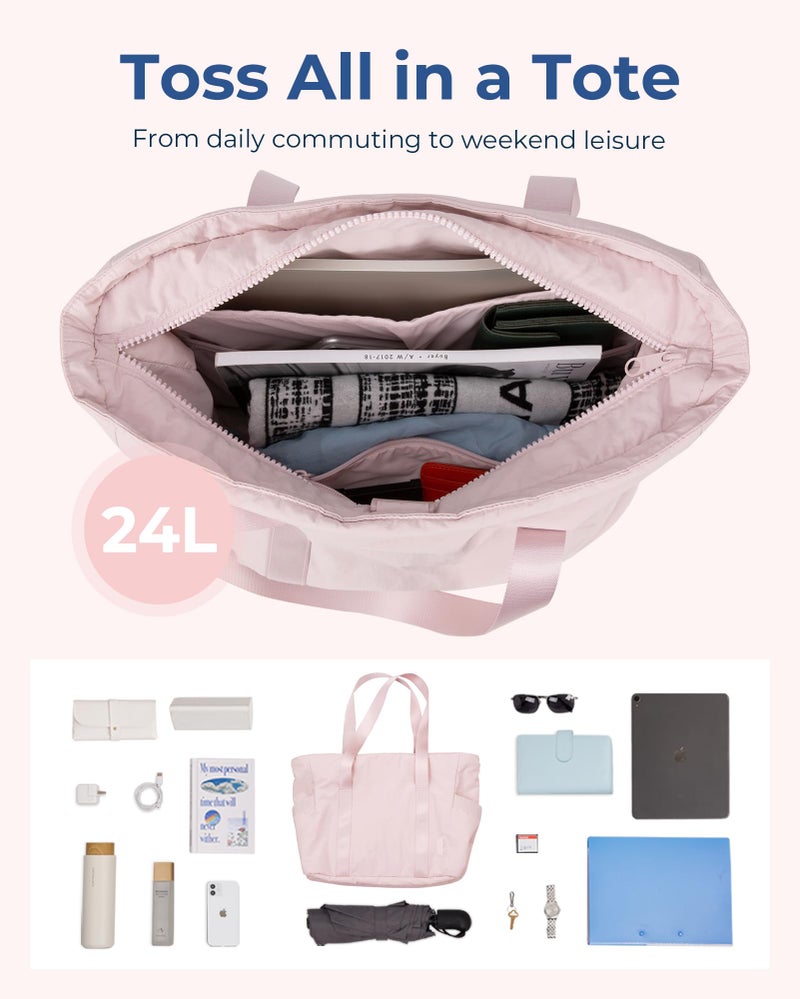 BAGSMART Tote Bag for Women with Zipper, Gym Tote with Compartments, Work Tote Nurse Dance Yoga Bag for Sport, Travel - Image 3