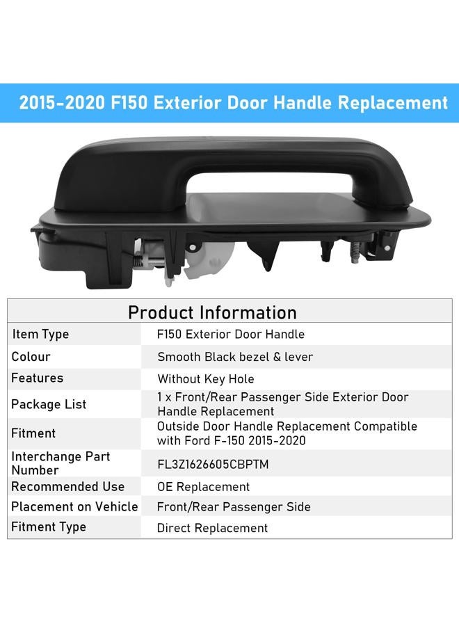 Moonlinks Compatible with 2015-2020 F150 Rear Driver Side Exterior Door Handle,F150 Door Handle Replacement Left Rear Side,Smooth Black(14603674/FL3Z1626605CBPTM) - Image 2
