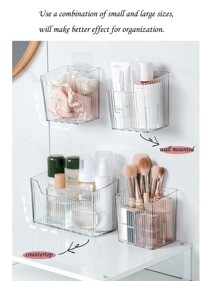 Set of 2 Storage Organizer Bins Wall Mounted Floating Shelves Fridge Organizer, Bathroom shelves Stackable Clear Plastic Toothbrush Holder Adhesive Hanging Bin for Bathroom, Kitchen, Cabinet, Shower - Image 4