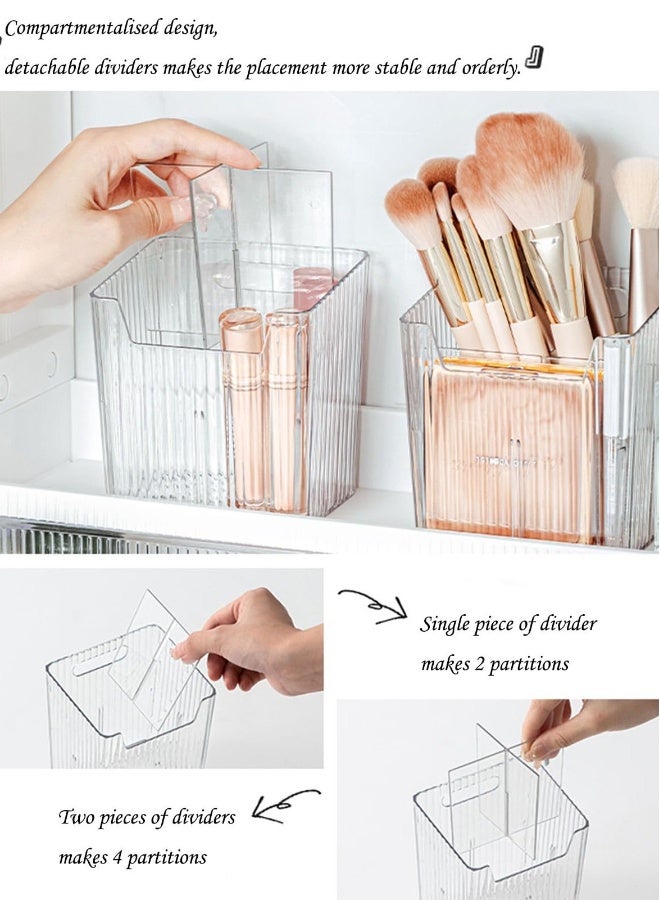 Set of 2 Storage Organizer Bins Wall Mounted Floating Shelves Fridge Organizer, Bathroom shelves Stackable Clear Plastic Toothbrush Holder Adhesive Hanging Bin for Bathroom, Kitchen, Cabinet, Shower - Image 2