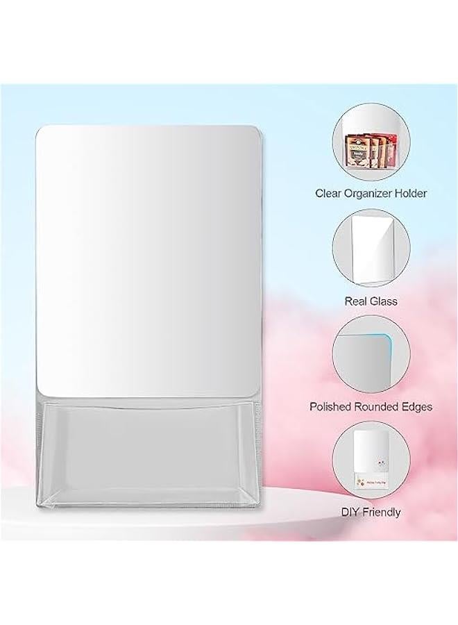 Magnetic Locker Mirror, 6.69 x 5.51 Small Real Glass Mirror with Holder Bag and Magnetic Backing for Coat Lockers School Locker Bathroom Household Refrigerator Office Cabinet -Grey  - Image 4