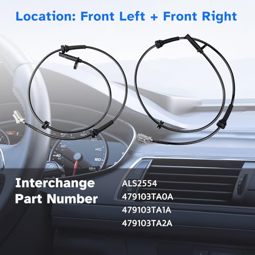 Ruizure Front ABS Wheel Speed Sensor Left Right fit for Nissan Altima 2013 2014 2015 2016 2017 2018, Nissan Maxima 2016 2017 2018 2019 2020 2021 2022, Driver Passenger Side, ALS2554, 2pcs - Image 3
