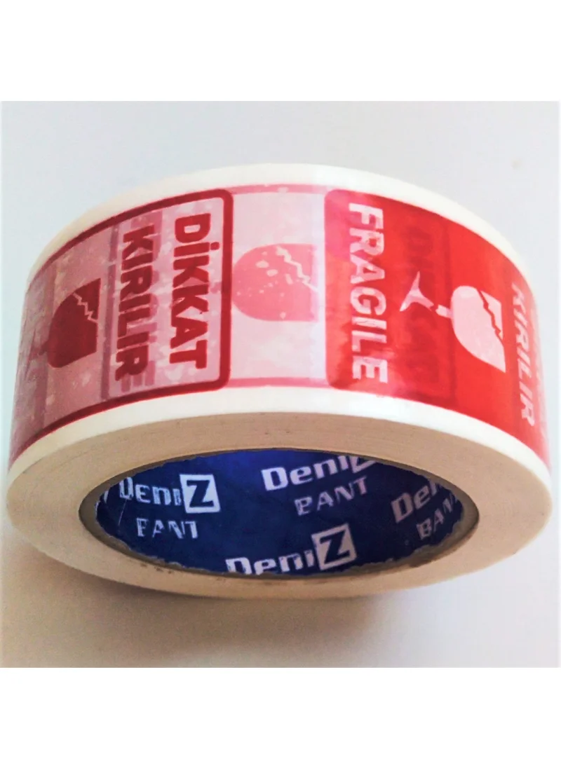 Deniz Bant Deniz Tape Caution Fragile Printed Duct Tape 45MM X100MT (6 Pieces)