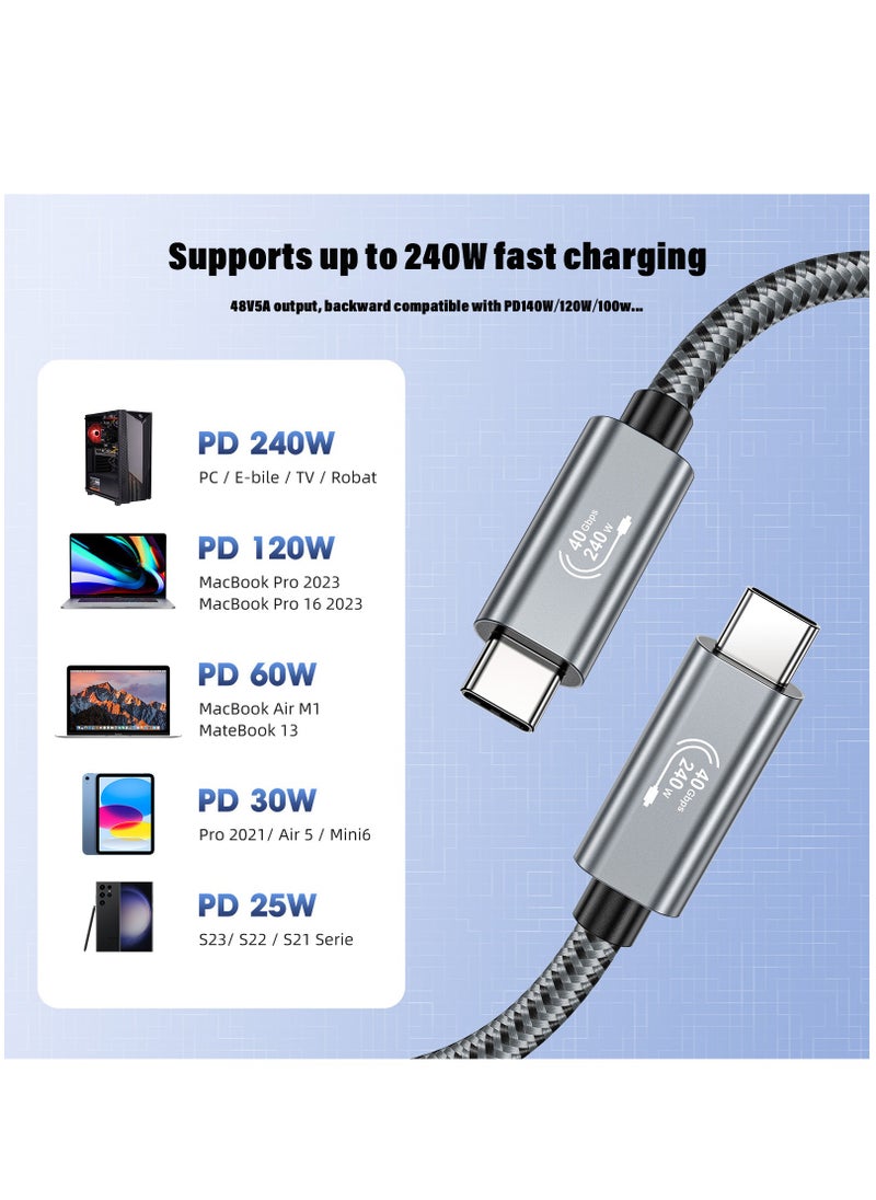 USB4 Cable Compatible Thunderbolt 4/3,USB C to USB C Cable,8K@60Hz Display/40Gbps Data Transfer/240W PD Charging,Phone laptop Tv Connector 1 Meter