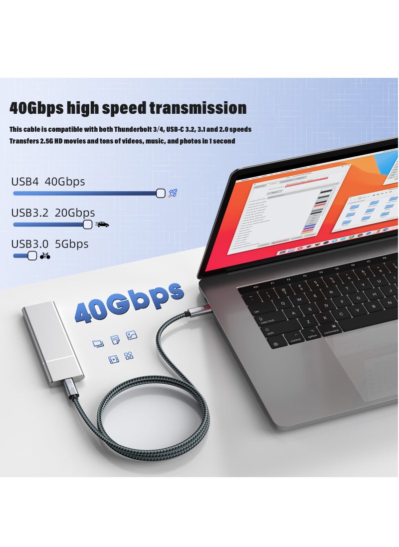 USB4 Cable Compatible Thunderbolt 4/3,USB C to USB C Cable,8K@60Hz Display/40Gbps Data Transfer/240W PD Charging,Phone laptop Tv Connector 1 Meter