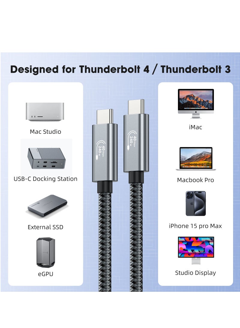USB4 Cable Compatible Thunderbolt 4/3,USB C to USB C Cable,8K@60Hz Display/40Gbps Data Transfer/240W PD Charging,Phone laptop Tv Connector 1 Meter
