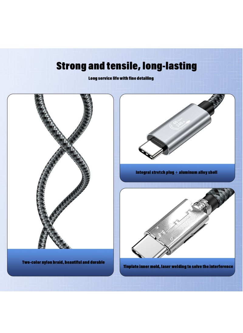 USB4 Cable Compatible Thunderbolt 4/3,USB C to USB C Cable,8K@60Hz Display/40Gbps Data Transfer/240W PD Charging,Phone laptop Tv Connector 1 Meter