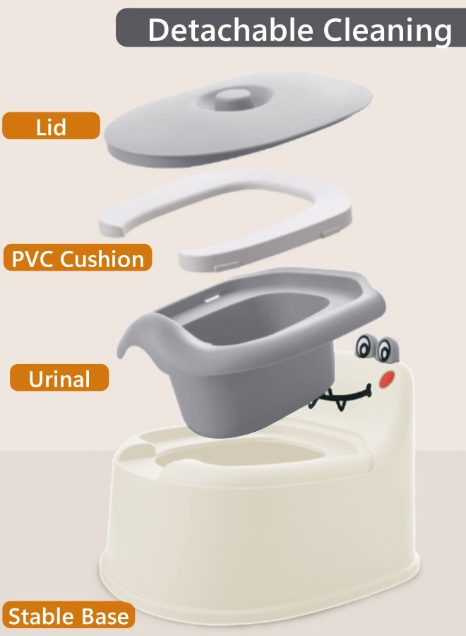 Optico Toddler Potty Training Toilet, Potty Toilet Seat with Soft PVC Pad Potty Chair Adapter Potty Training Seat Chair Toddler Potty Trainer, Easy to Clean, with Splash Guard and Lid for Toddlers Kids Boys Girls, Grey - Image 4