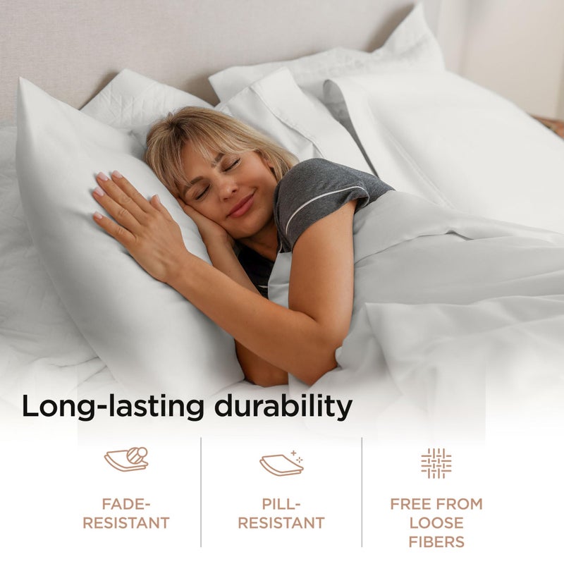 Threadmill Egyptian Cotton Twin Sheet Set | 100% Certified Egyptian Cotton Sheets for Twin Size Bed | Sateen Twin Bed Sheets Set Deep Pocket | Soft Breathable 3-Piece Cooling Sheet Set | Light Grey - Image 4