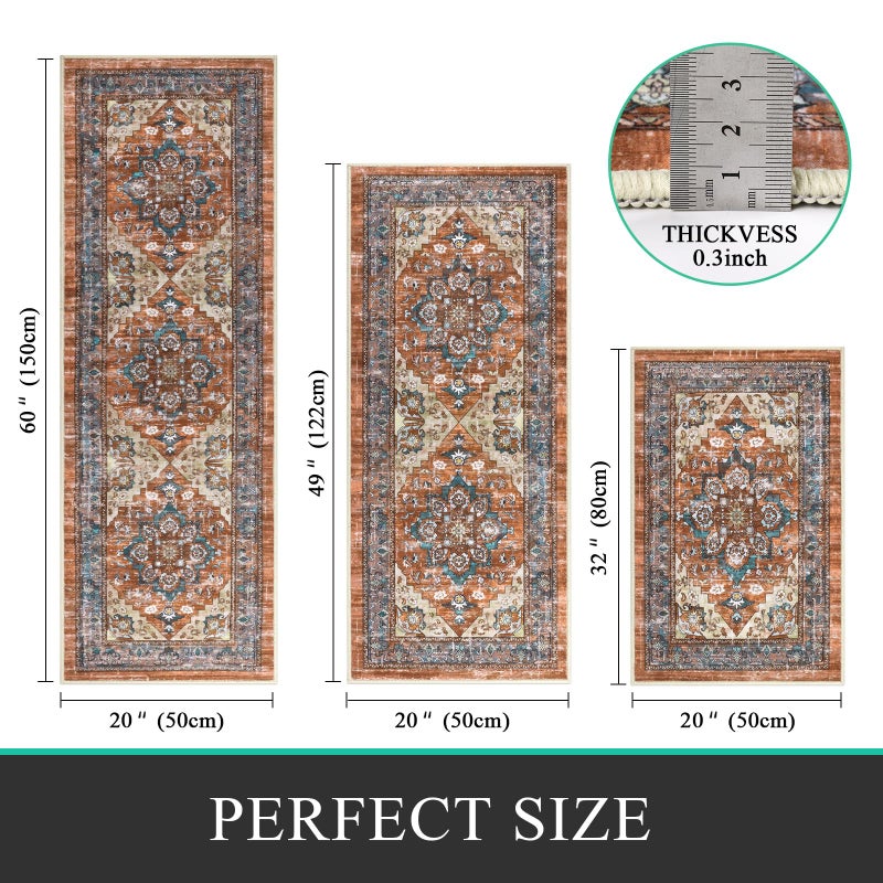 Bsmathom Farmhouse Kitchen Rugs Sets 3 Piece with Runner, Non Slip Kitchen Rugs and Mats Set Non Skid Washable Kitchen Floor Mat for Kitchen Floor Hallway Living Room Office Entryway - Image 2