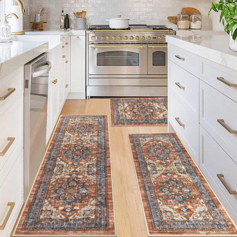 Bsmathom Farmhouse Kitchen Rugs Sets 3 Piece with Runner, Non Slip Kitchen Rugs and Mats Set Non Skid Washable Kitchen Floor Mat for Kitchen Floor Hallway Living Room Office Entryway - Image 3